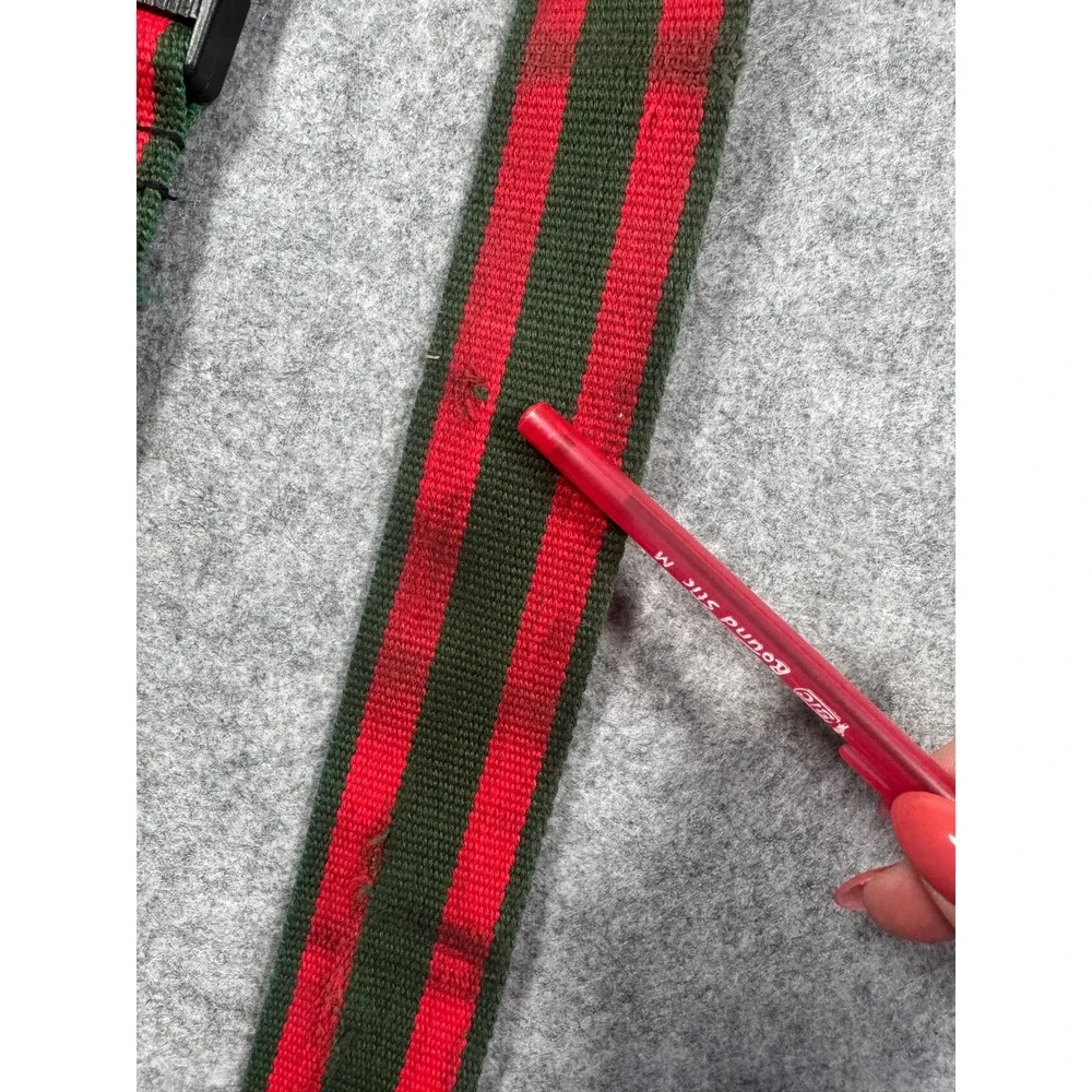 Echolac Unisex Vintage Luggage Strap OS Red Green Striped Webbing Buckle ID Tag